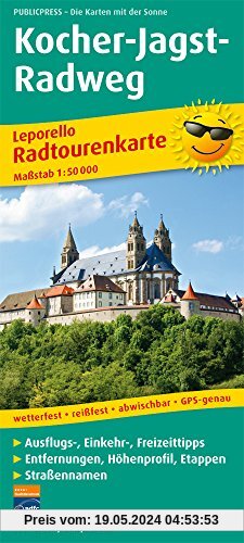 Kocher-Jagst-Radweg: Leporello Radtourenkarte mit Ausflugszielen, Einkehr- & Freizeittipps, wetterfest, reissfest, abwischbar, GPS-genau. 1:50000